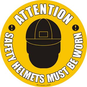 EWM15 Attention Safety Helmets Must Be Worn Floor Sign