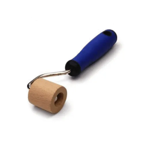 Seam roller tool with blue handle for anti-slip tape application