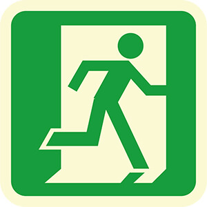 H7801 Glow in the Dark floor marker Person Exiting Right Graphic