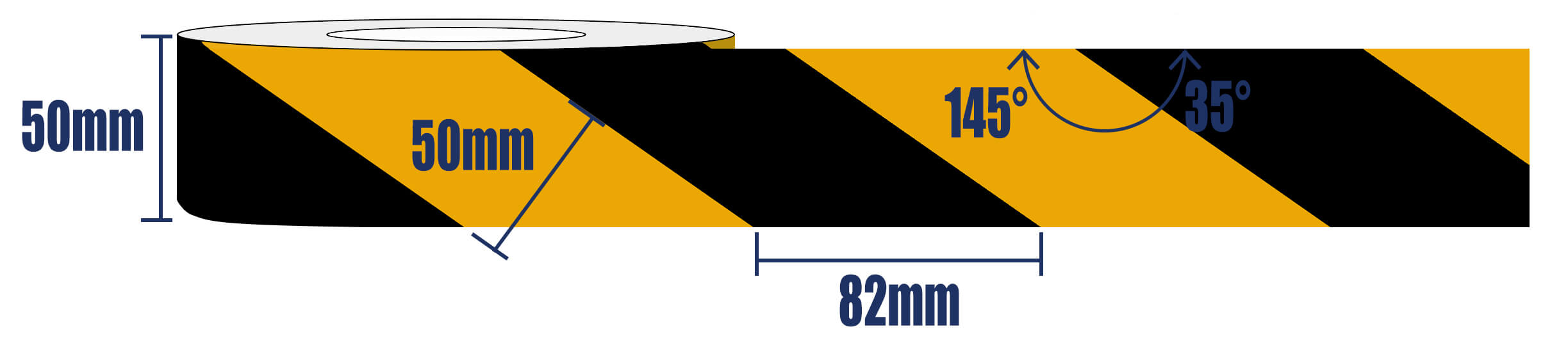 Hazard Marking Tape Diagram 3 UK with Angles