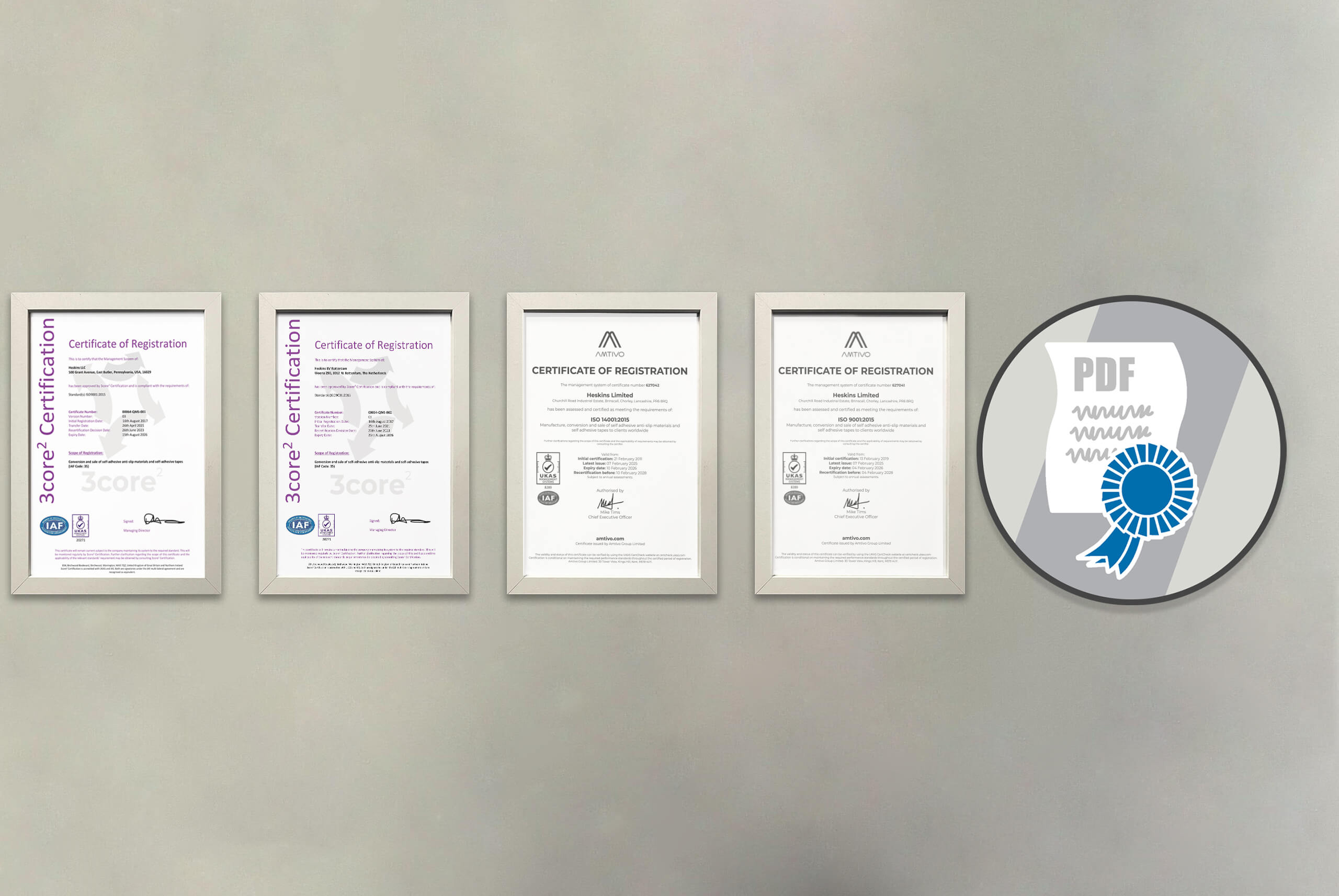 Heskins Certification with Graphic All New Certs